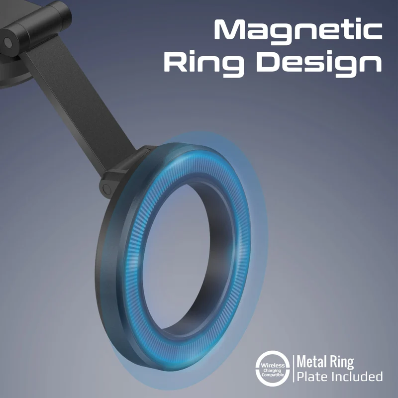 Promate MagGrip™ 360° Cradleless Foldable Magnetic Ring Smartphone Holder (Black)
