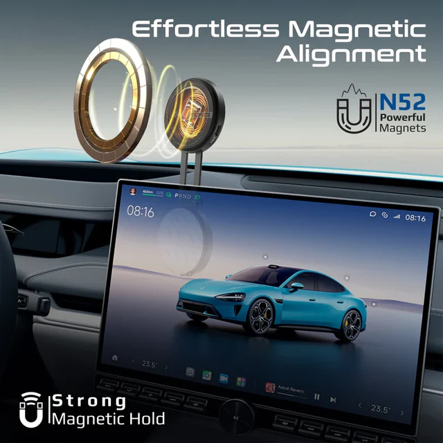 Promate Car Charging Mount Magnetic Wireless 15W Qi2 (Black)