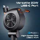 Promate Car Charger 88W Dual Retractable USB-C & Lightning Cables 80CM (Black)
