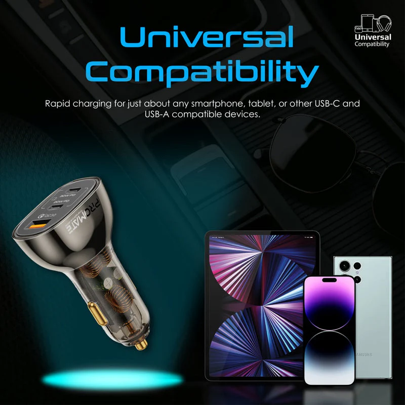 Promate Car Charger 80W (Transparent)