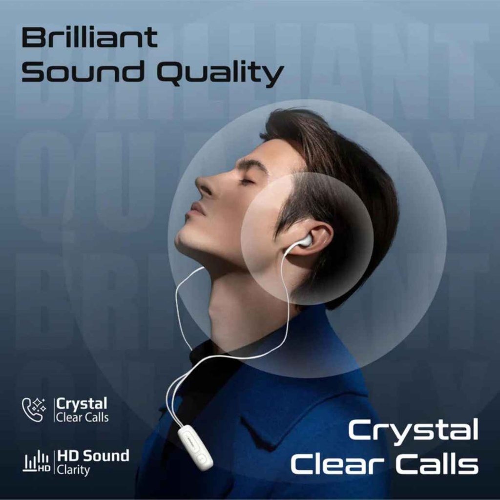 Promate Earphones Dynamic  Clip-On High Fidelity Wireless (White)