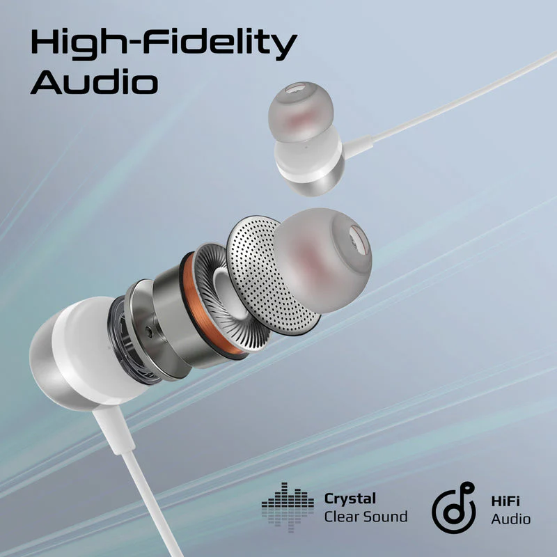 Promate Earphones In-Ear USB-C Wired ENC Stereo (White)