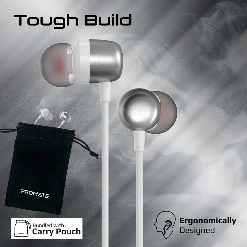 Promate Earphones In-Ear USB-C Wired ENC Stereo (White)