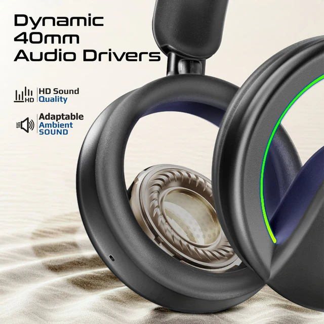 Promate High-Fidelity Open Ear Wireless Over-Ear Headphones with Detachable Mic (Black)