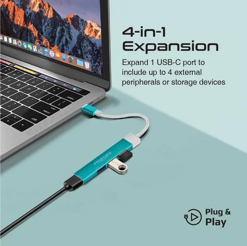 Promate LiteHub 4-in-1 Multi-Port USB-C Data (Blue)