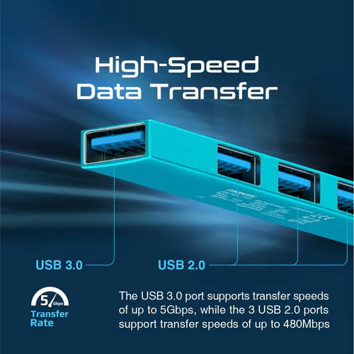 Promate LiteHub 4-in-1 Multi-Port USB-C Data (Blue)