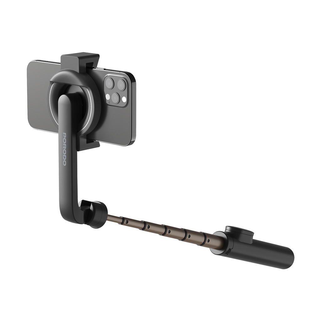 Porodo Magnetic Magsafe Selfie Tripod 64.5 CM Remote (Black)