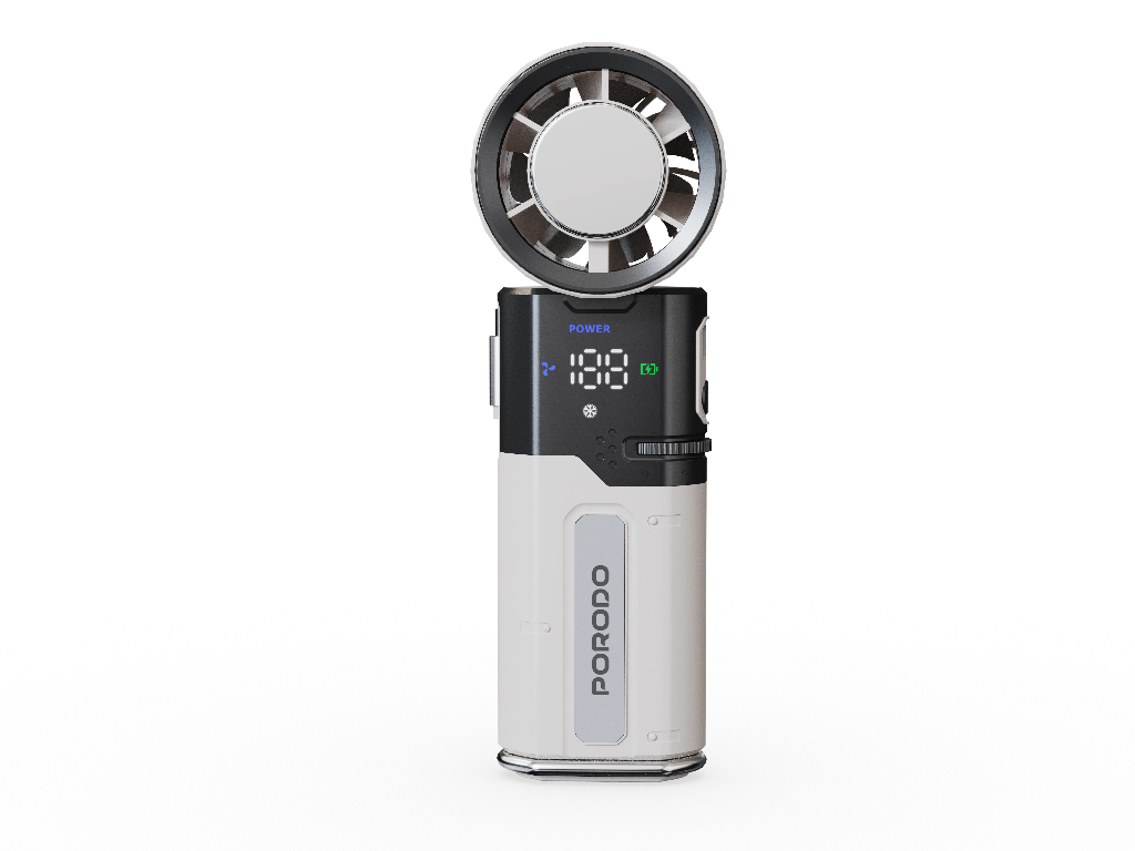 Porodo Lifestyle Chillo Plus Rechargeable Ice Cooling Fan (White)