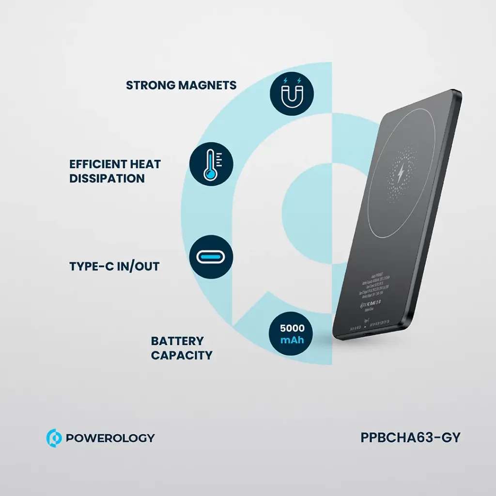 Powerology Tender Magsafe Slim Power Bank 5000mAh (Gray)