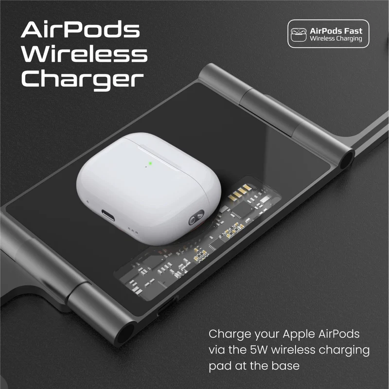 Promate 15W AuraFold-Trio
Ultra-Slim Foldable MagSafe Wireless Charger (Black)