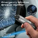 Promate All-in-One Emergency Rescue Tool with Hammer, Seatbelt Cutter & LED Light (Black)