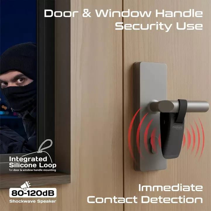 Promate High-Sensitivity Portable Door Stopper Alarm with Instant Trigger & Dual Sensitivity mode (Black)