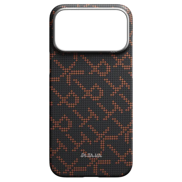 PITAKA Monogram Edge Case for iPhone 17 Pro（Leaping - Black/orange）