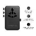 Momax 1-World²⁺ 70W 3-Port Dual AC Travel Adapter with Built-In Retractable Cable(Black)