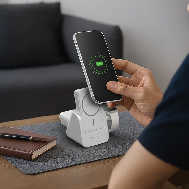 Smartix AirDock 3 in 1 Dock + Detachable 10000 mah Power Bank (White)