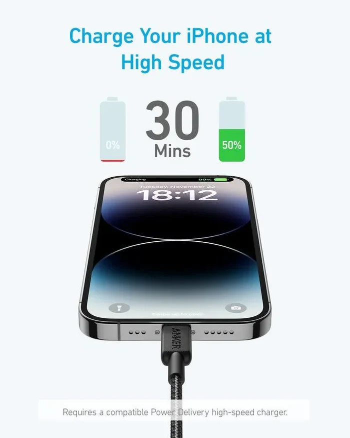 Anker USB-C to Lightning Cable 0.9M (Black)