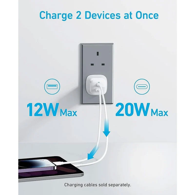 Anker 323 Charger 33W with USB C to Lightning Cable 1M (White)