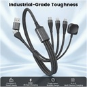 ZLOS  4-in-2 Braided Multi Charging Data Cable (C+A) to (C+L+Micro+Watch) 3M - 4