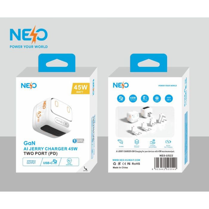 NEO Power Adabter Al Jerry Charger 45W Two Port PD
