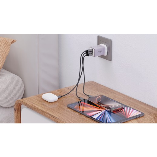 NEO power port 65W PD GaN Fast Charger 3 port (65W) (Purple)
