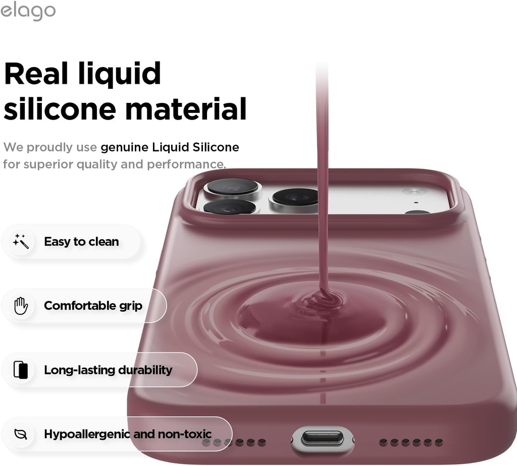 Elago Magnetic Silicone Case for iPhone 17 Pro/18 Pro (Burgandy)