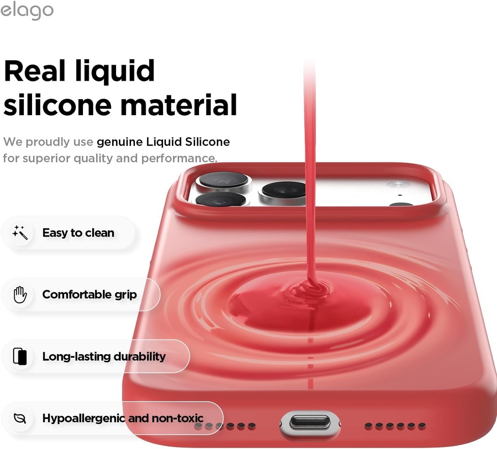 Elago Magnetic Silicone Case for iPhone 17 Pro Max/18 Pro Max (Red)