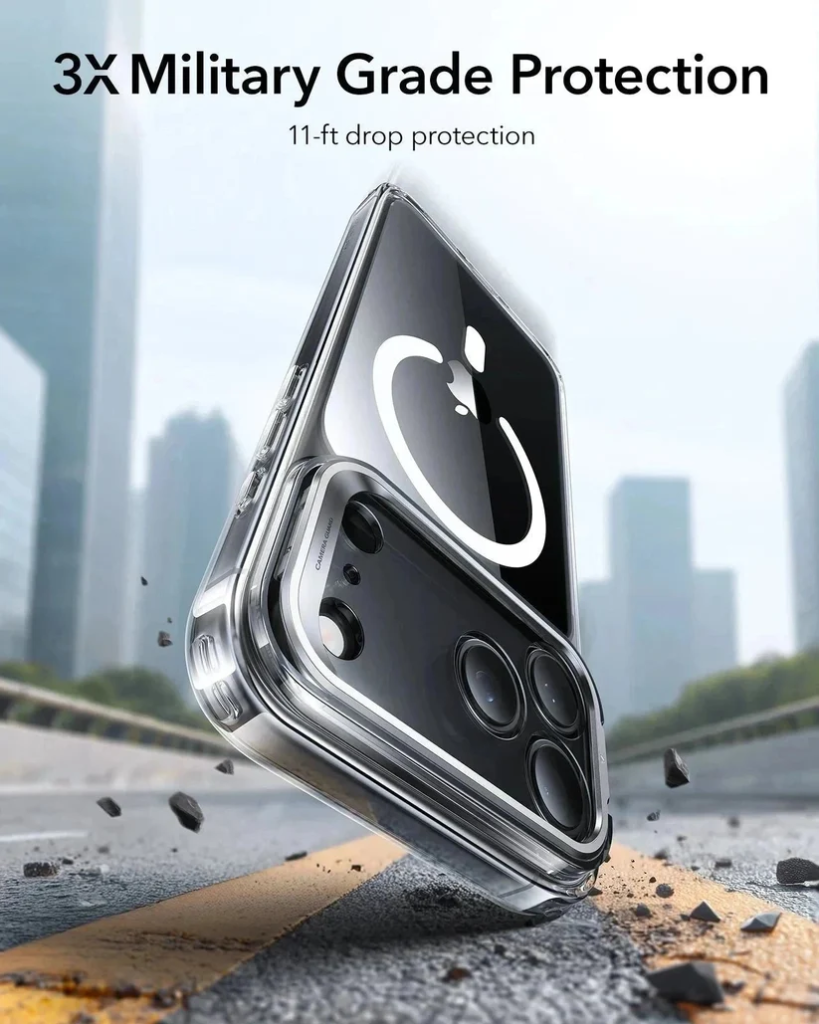ESR Classic Hybrid Magnetic Case (Camera Control,Stash Stand) for iPhone 17 Pro Max/18 Pro Max (Clear)