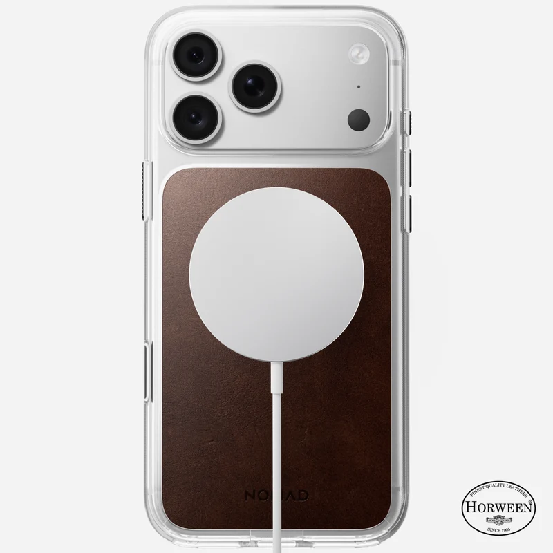 Nomad Clear Leather Case for iPhone 18 Pro Max (Rustic Brown | Horween)