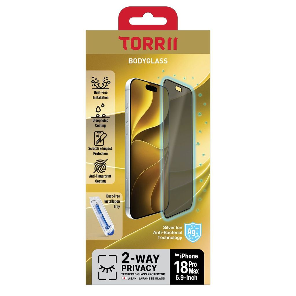 Torrii Bodyglass Screen Protector for iPhone 18 Pro Max (Privacy)
