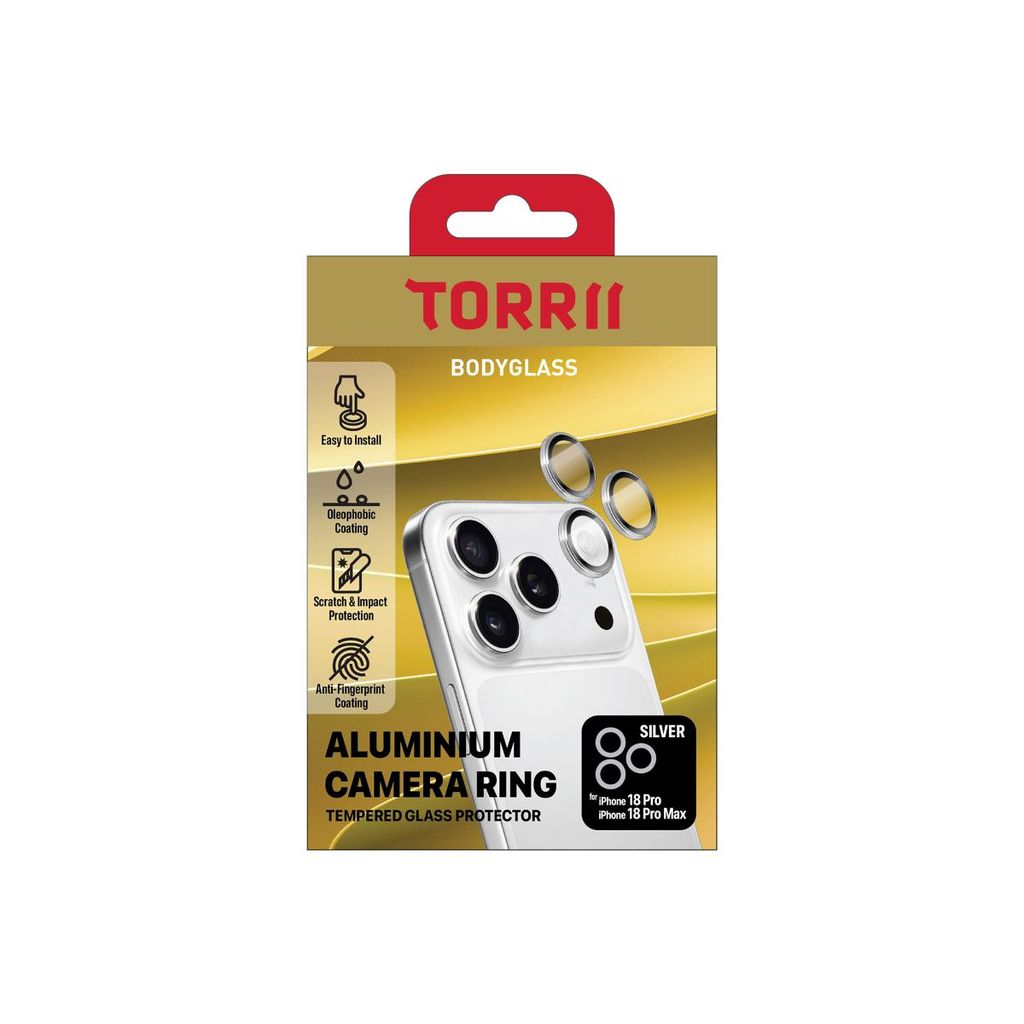 Torrii BODYGLASS Aluminium Camera Protector Ring for iPhone 18 Pro/18 Pro Max (Black)