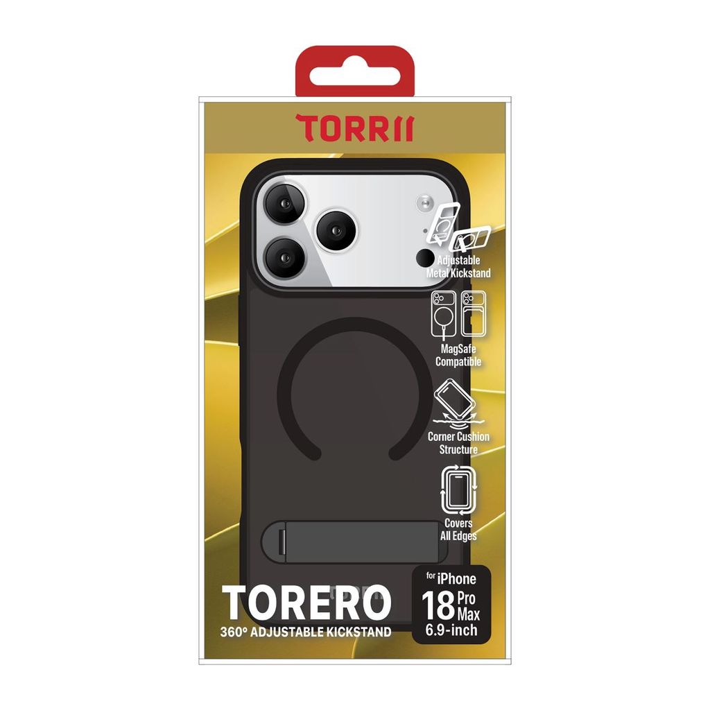 Torrii TORERO Kickstand Magsafe Cover for iPhone 18 Pro Max (Black)