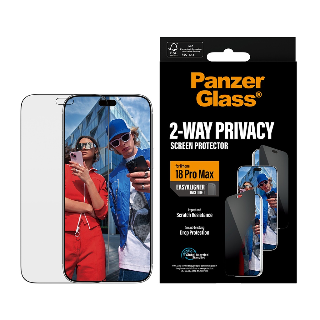 PanzerGlass® Screen Protector for iPhone 18 Pro Max UWF w. EasyAligner (Privacy)