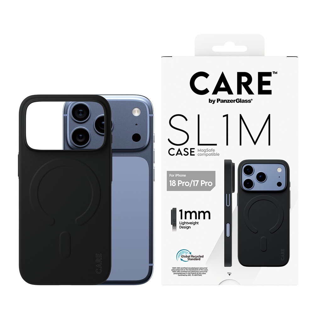 CARE by PanzerGlass® Fashionable MagSafe SL1M Case for iPhone 18 Pro (Black)