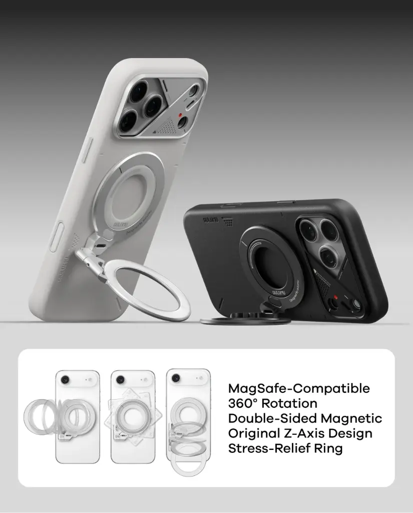 AULUMU Infinite 360° MagSafe Stand | 3-Axis Rotation (Black)
