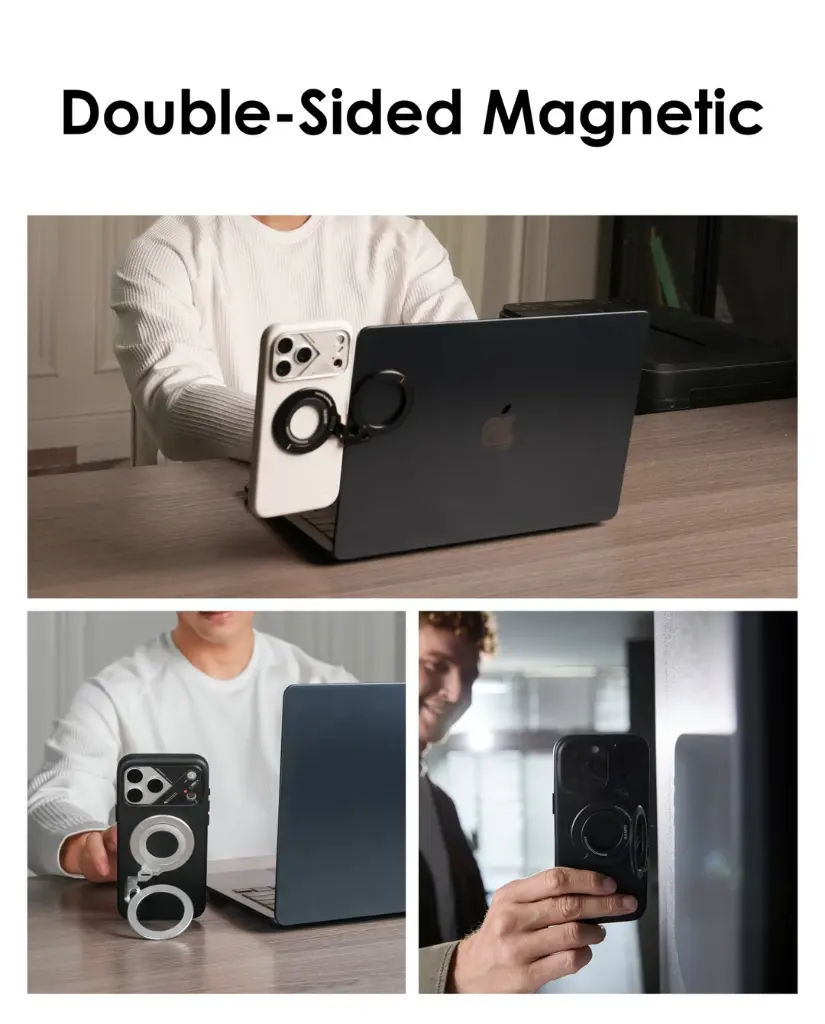AULUMU Infinite 360° MagSafe Stand | 3-Axis Rotation (Black)