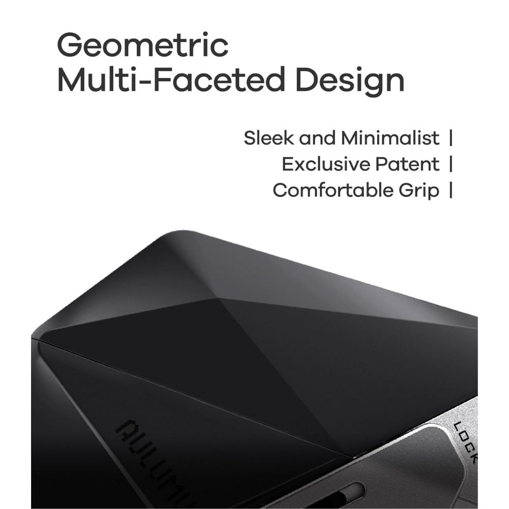 AULUMU Geometric Case for AirPods Pro 3 | Lock & Lanyard (Black)