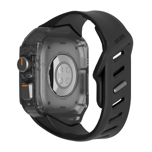 AULUMU Case with Titanium Cover and Band for Apple Watch Ultra (Titanium + Black Band)