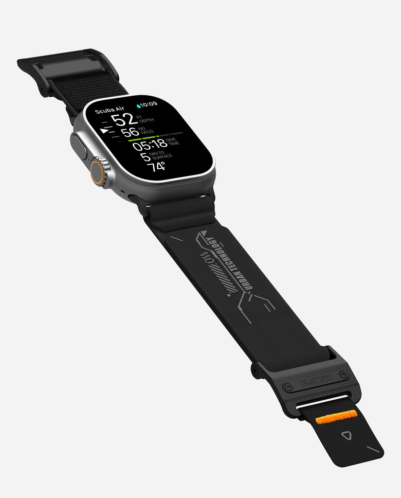 AULUMU Mag Buckle Band for Apple Watch - 3D Woven Herringbone with Letter M (Black Buckle + Black Strap)