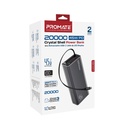 Promate Lucid Clear-Case Power Bank 45W PD w/ Retractable USB-C Cable 20000mAh (Black)