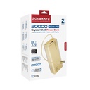 Promate Lucid Clear-Case Power Bank 45W PD w/ Retractable USB-C Cable 20000mAh (Gold)