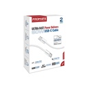 Promate EcoLine-CC120 60W PD USB-C Fabric Braided Cable 1.2m (White)
