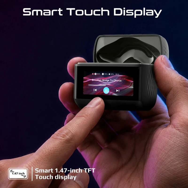 Promate Arix HD TWS Earbuds with ANC, ENC & Smart IPS Touch Display (Black)