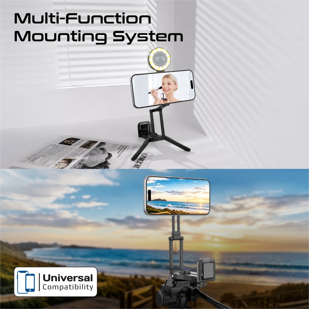 Promate Axon-Ultra All-in-one Magnetic Smartphone Mount with LED Light (Black)