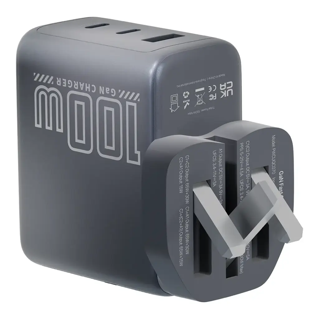 Powerology Voltflow 100W AVS GaN Wall Charger (Gray)
