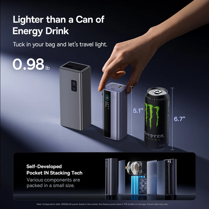 Baseus EnerGeek GR11 Power Bank with Retractable Cable 25000mAh 200W (Space Grey)