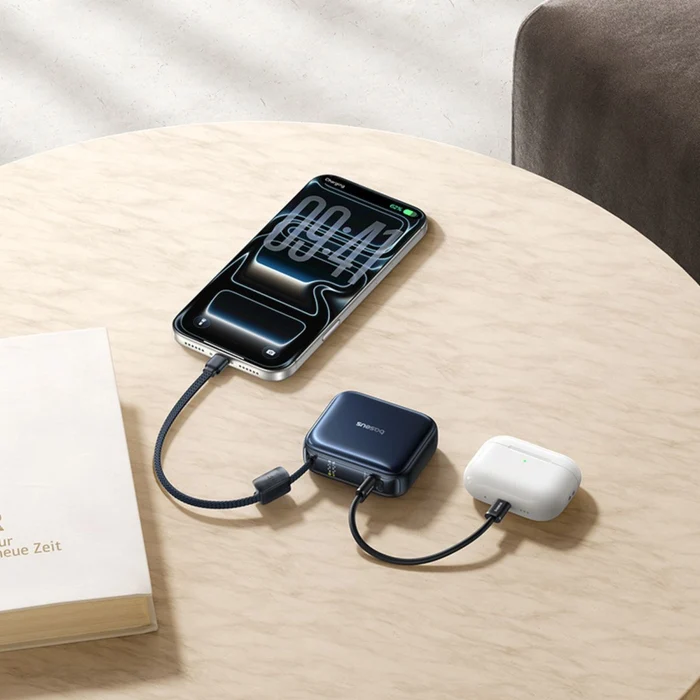 Baseus PicoGo AC22 Ultra Mini Power Bank With Built-in USB-C Cable 10000mAh 45W (Cosmic Black)