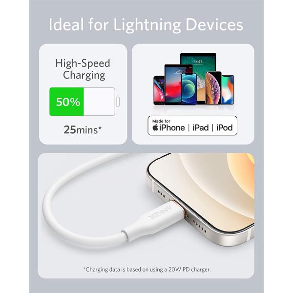 Anker PowerLine III Flow USB-C to Lightning 0.9m/3ft (White)