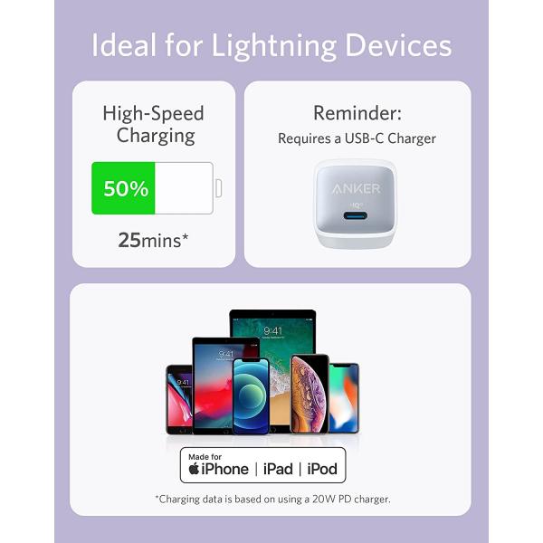 Anker PowerLine III Flow USB-C to Lightning 0.9m/3ft (Purple)