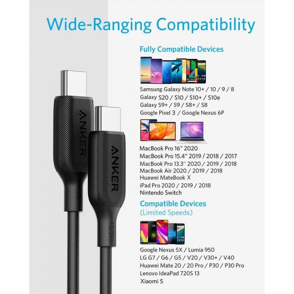 Anker PowerLine III USB-C to USB-C 1.8m (Black)