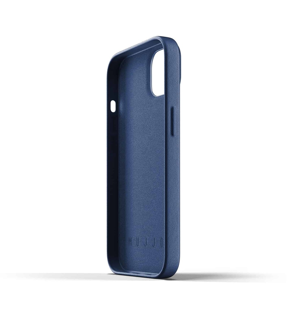 Mujjo Full Leather Wallet Case for iPhone 13 (Monaco Blue)